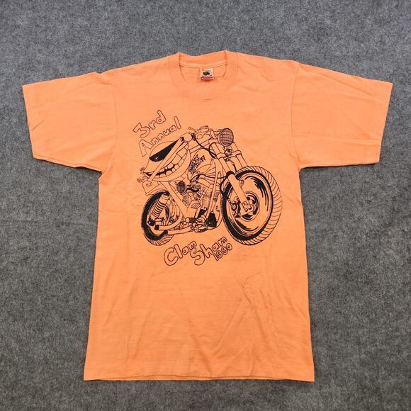 VTG 90s Harley Davidson Shirt Mens Medium Orange Clam Sham Motorcycle Event 1990 - Picture 3 of 16
